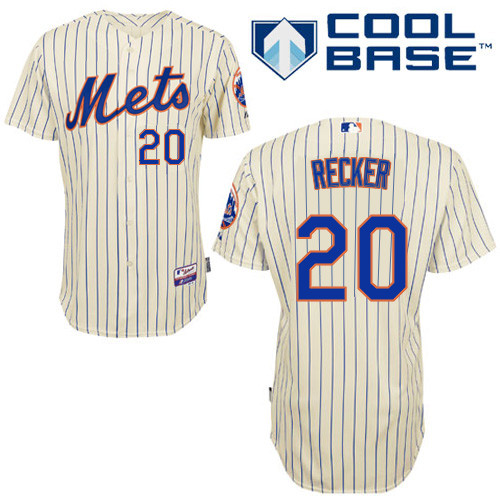 Anthony Recker #20 MLB Jersey-New York Mets Men's Authentic Home White Cool Base Baseball Jersey